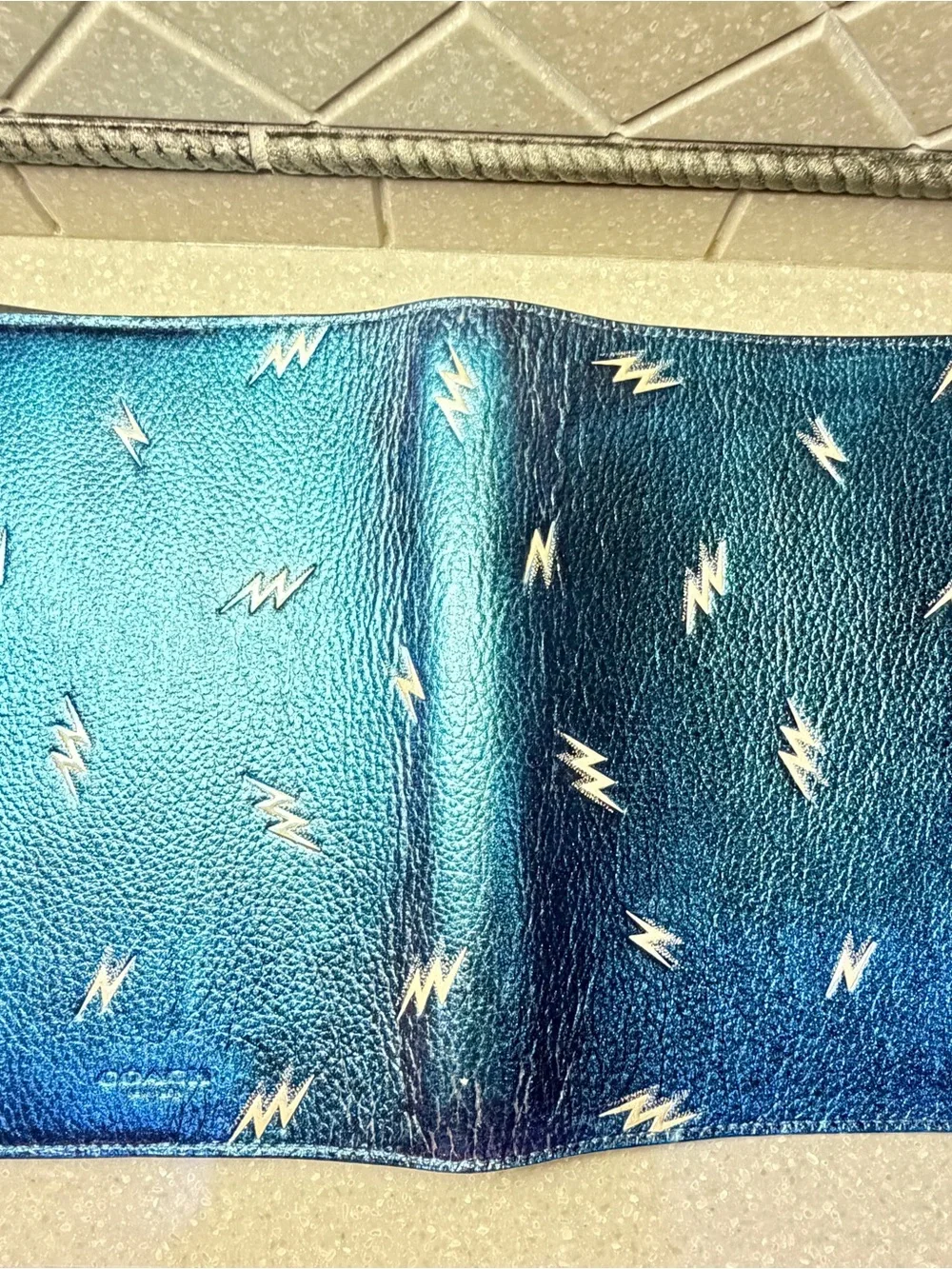 Coach Metallic Blue Lightning Snap Folio Case